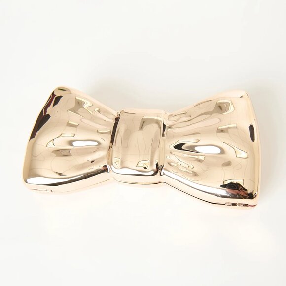 Betsey Johnson Kitsch Metal Bow Clutch Rose Gold Small Size NWT - Picture 5 of 16